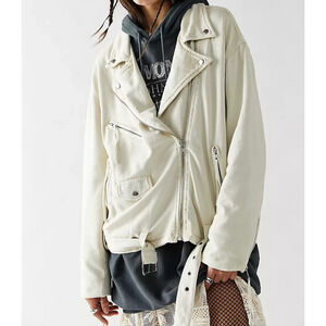 Free People Rebel Rebel knit Moto Jacket in vanilla creme size Large
